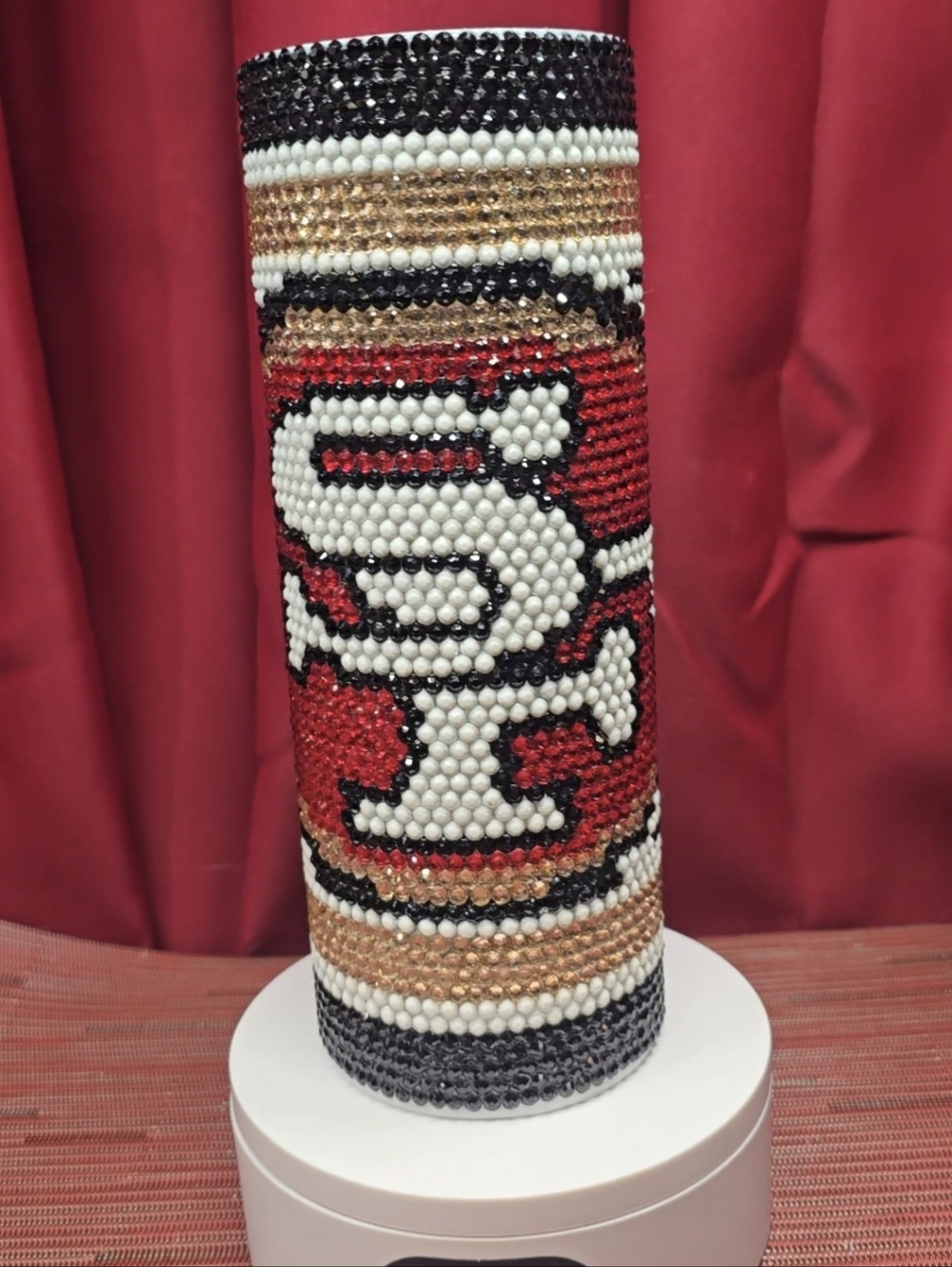 Forty Niners Rhinestone Tumbler  - Red, White, Gold And Black